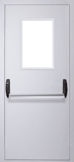 Однопольная дымогазонепроницаемая противопожарная дверь со стеклом и ручкой «Антипаника» EIS 60 13